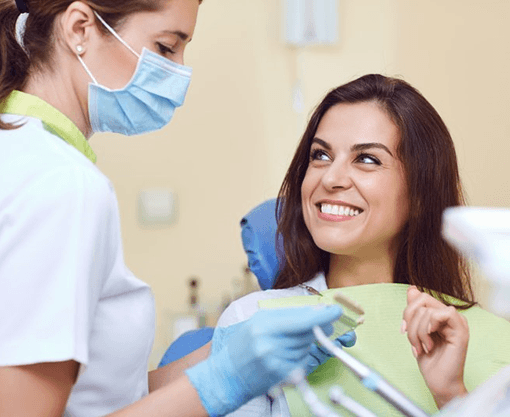 a patient undergoing the dental crown process