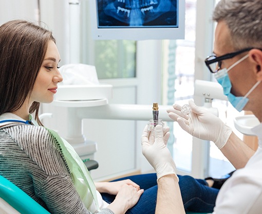 A woman at the dentist