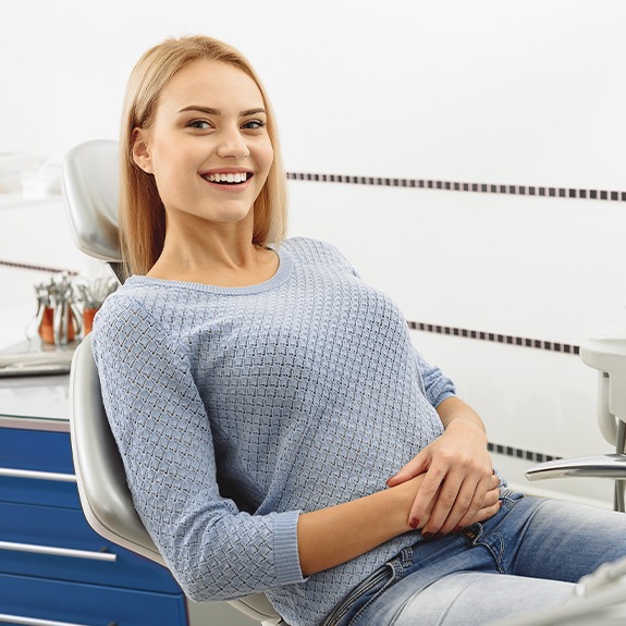 Smiling woman in dental chair