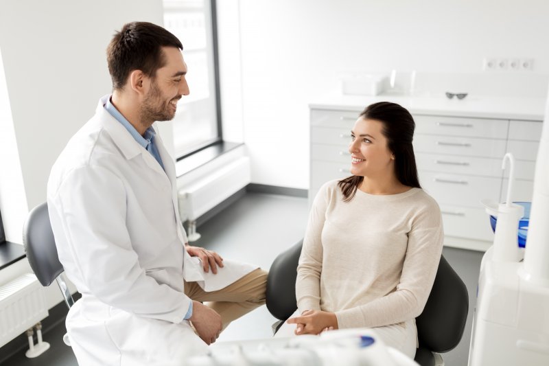 Patient at dentist for regular appointment