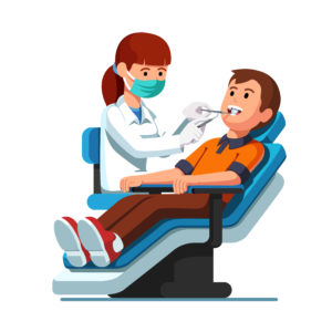 man in dental chair illustration 