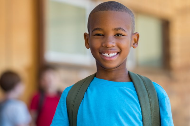 A boy about to see a children's dentist