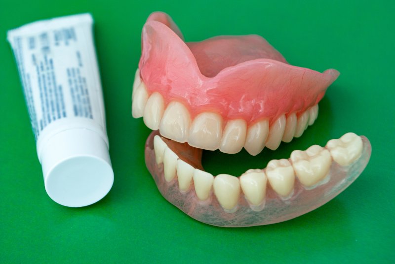 denture and adhesive